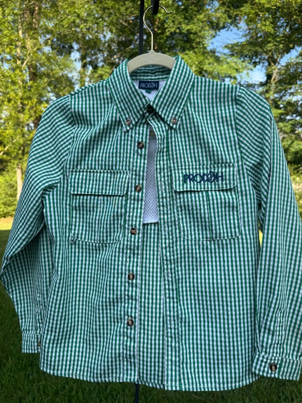 Prodoh button-down | Size 12 | Green & White Plaid